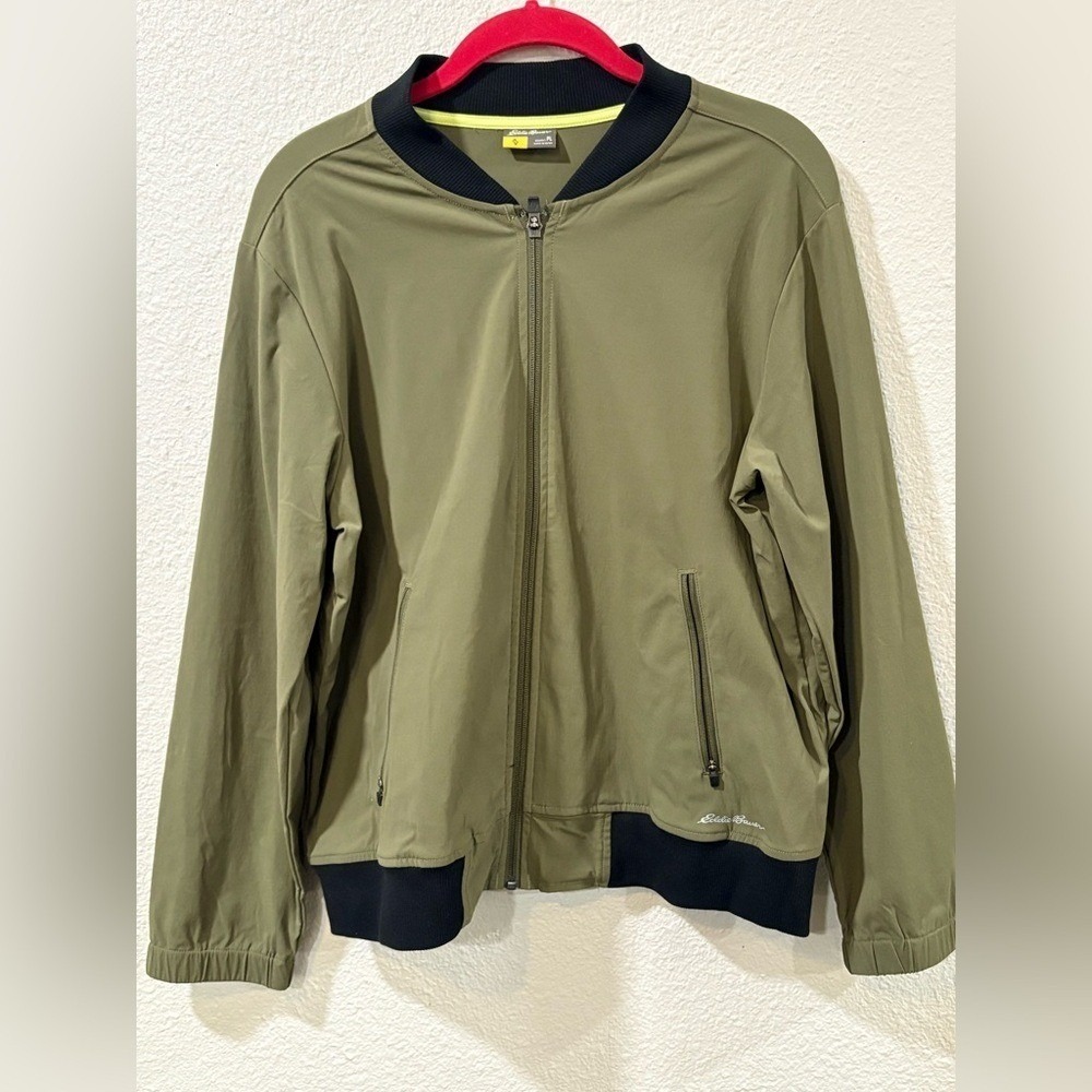 Eddie Bauer Women's Olive Green Voyager Bomber Jacket Petite Large